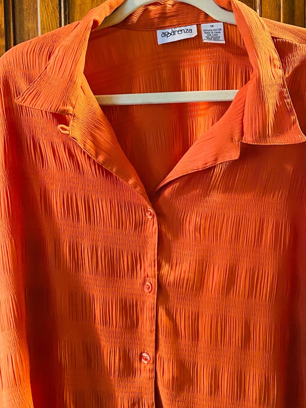 Apparenza Bright Orange Textured Button-Front Shirt